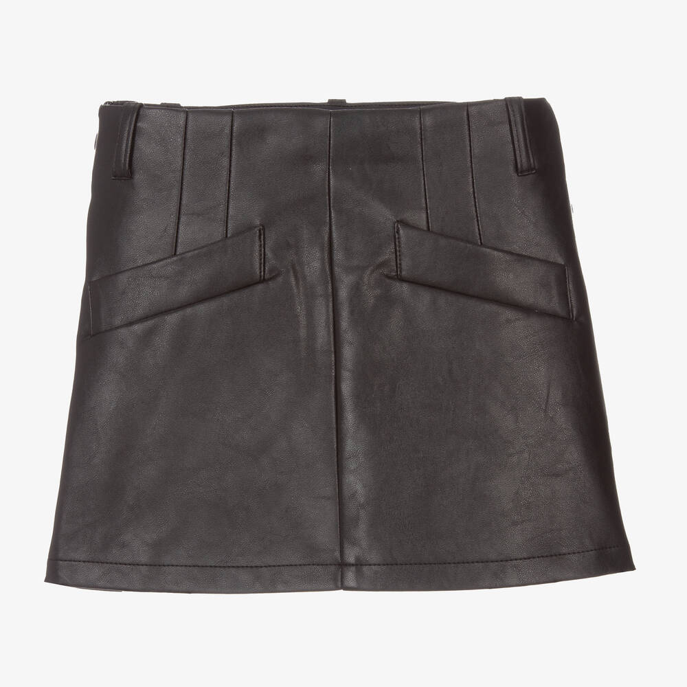 Lanvin-Girls Black Faux Leather Skirt | Childrensalon Outlet