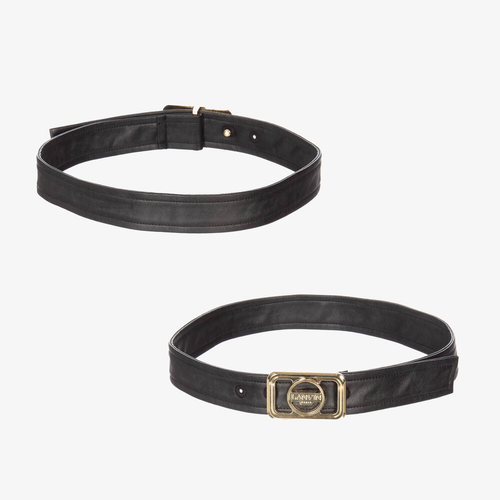 Lanvin-Girls Black Faux Leather Skirt | Childrensalon Outlet