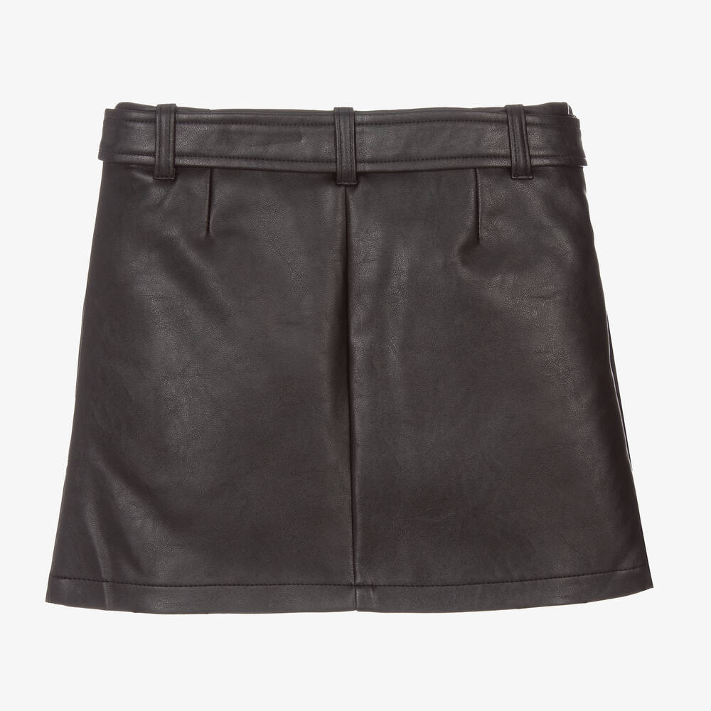 Lanvin-Girls Black Faux Leather Skirt | Childrensalon Outlet