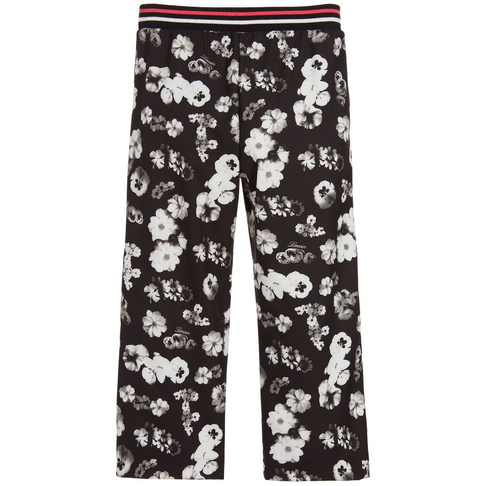 Lanvin-Girls Black Floral Trousers  | Childrensalon Outlet