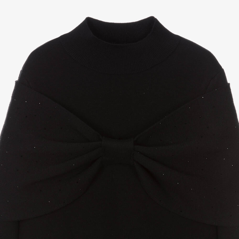 Lanvin-Girls Black Knit Bow Dress | Childrensalon Outlet