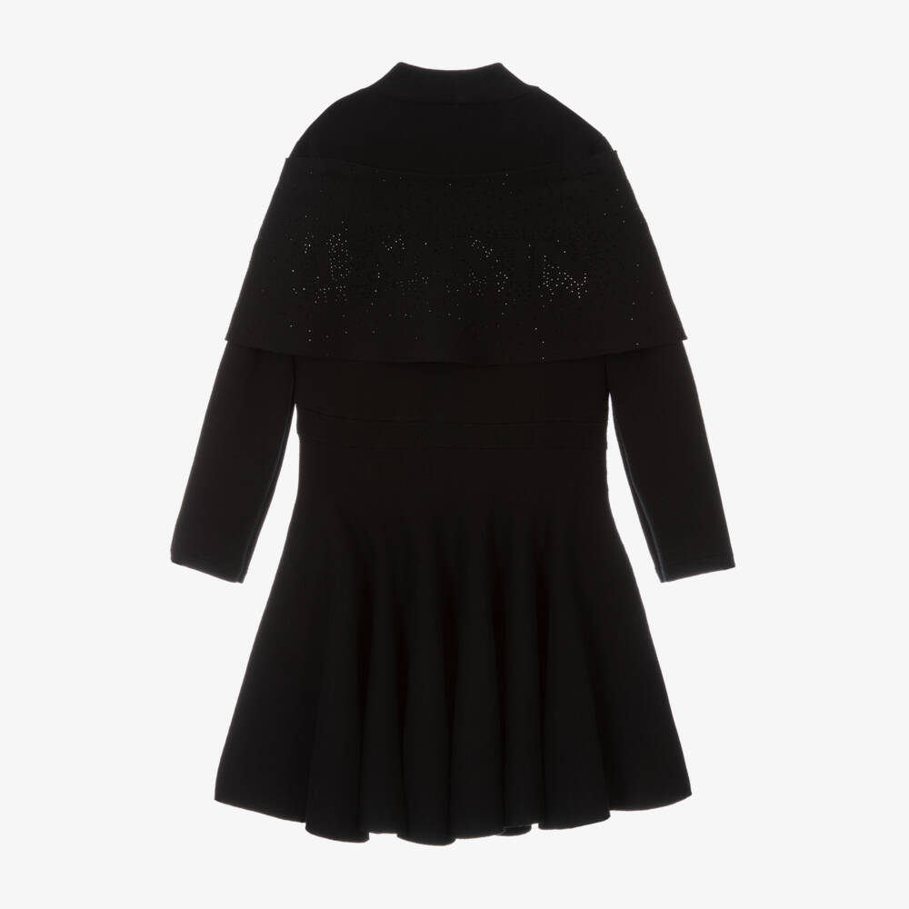 Lanvin-Girls Black Knit Bow Dress | Childrensalon Outlet