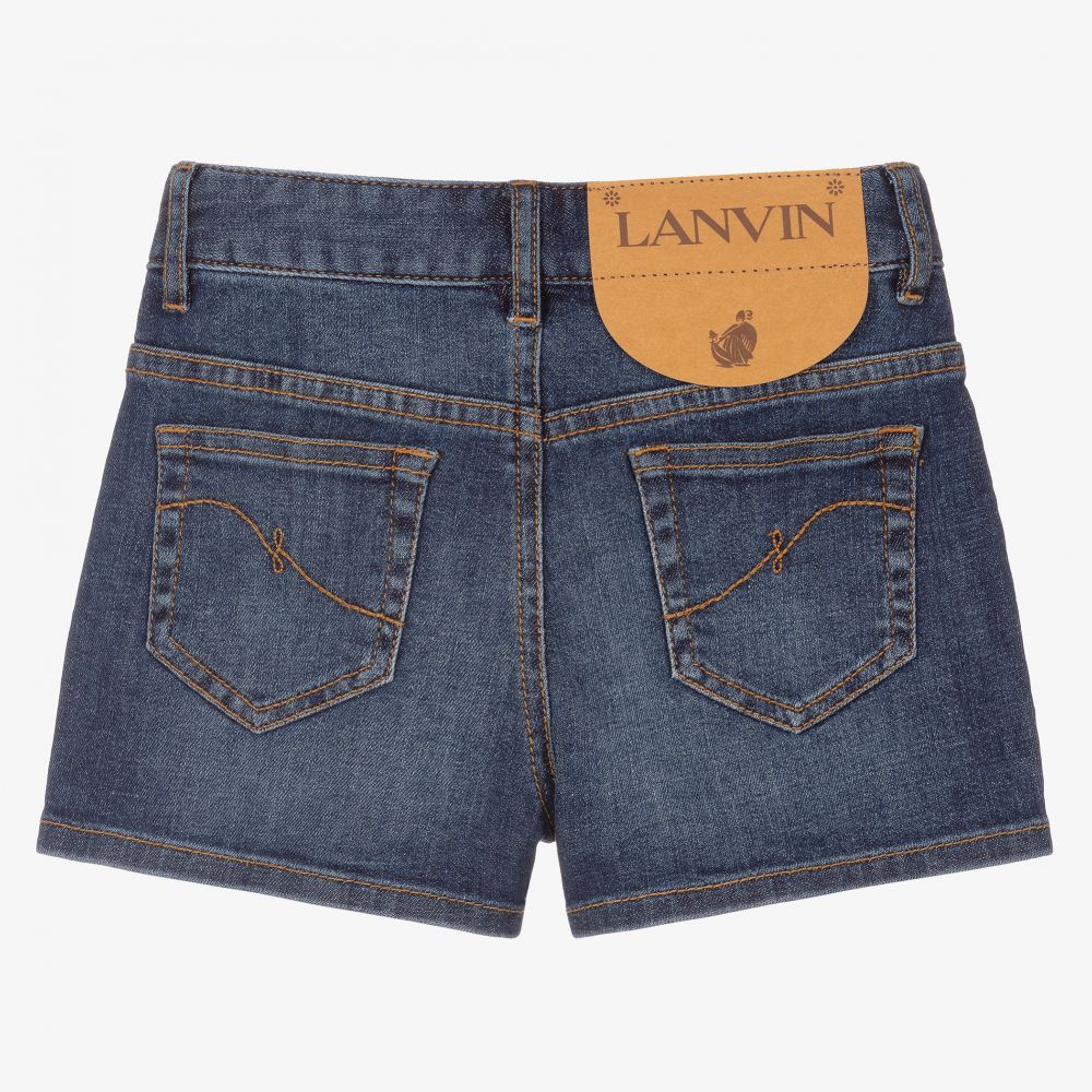 Lanvin-Girls Blue Wash Denim Shorts | Childrensalon Outlet
