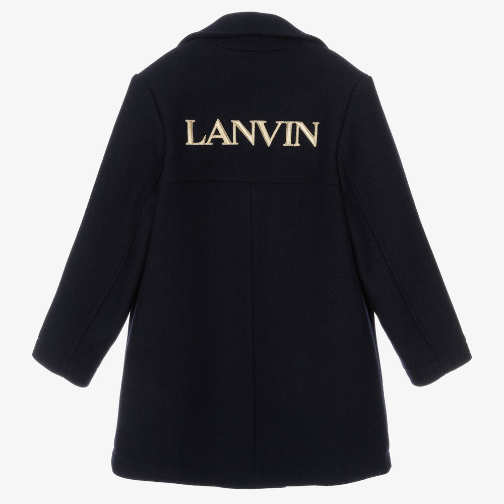Lanvin-Girls Blue Wool Coat | Childrensalon Outlet