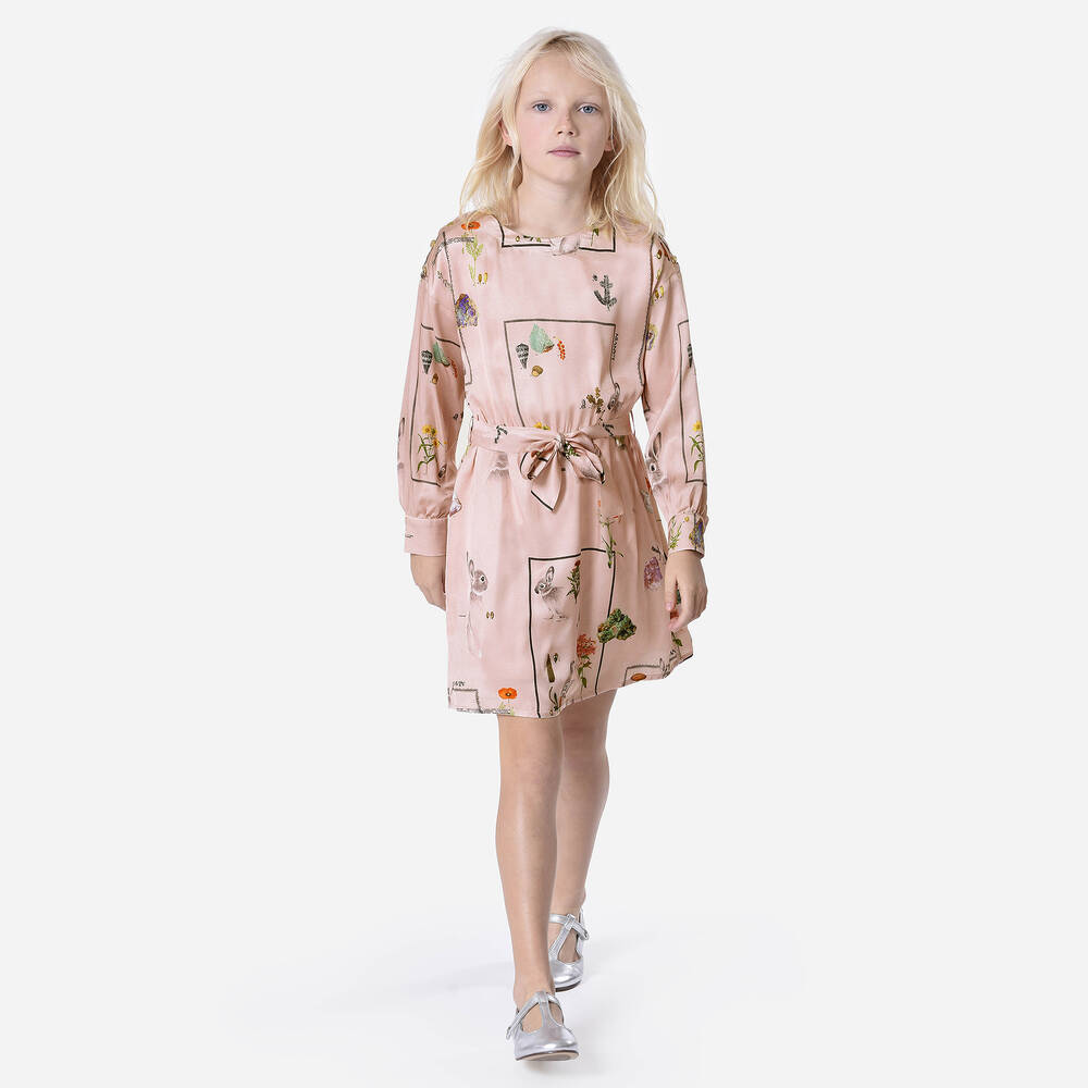 Lanvin-Girls Dusky Pink Viscose Dress | Childrensalon Outlet