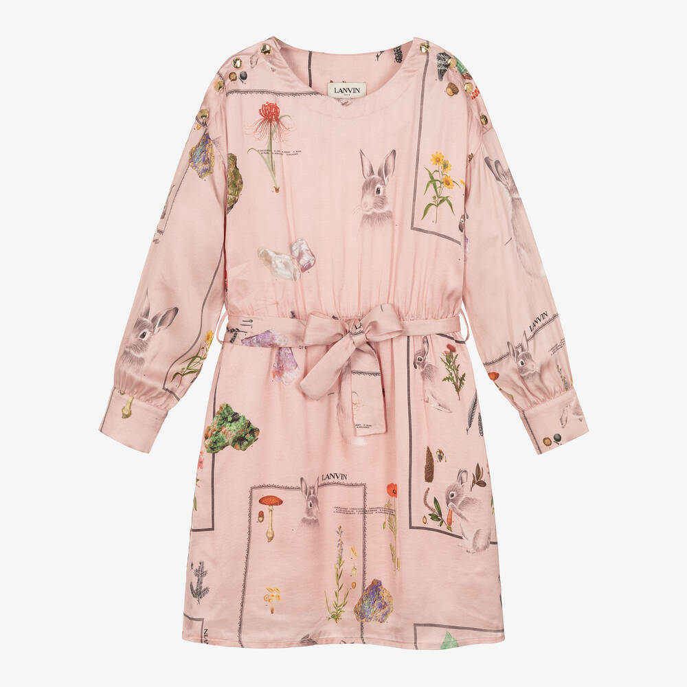 Lanvin - Girls Dusky Pink Viscose Dress | Childrensalon