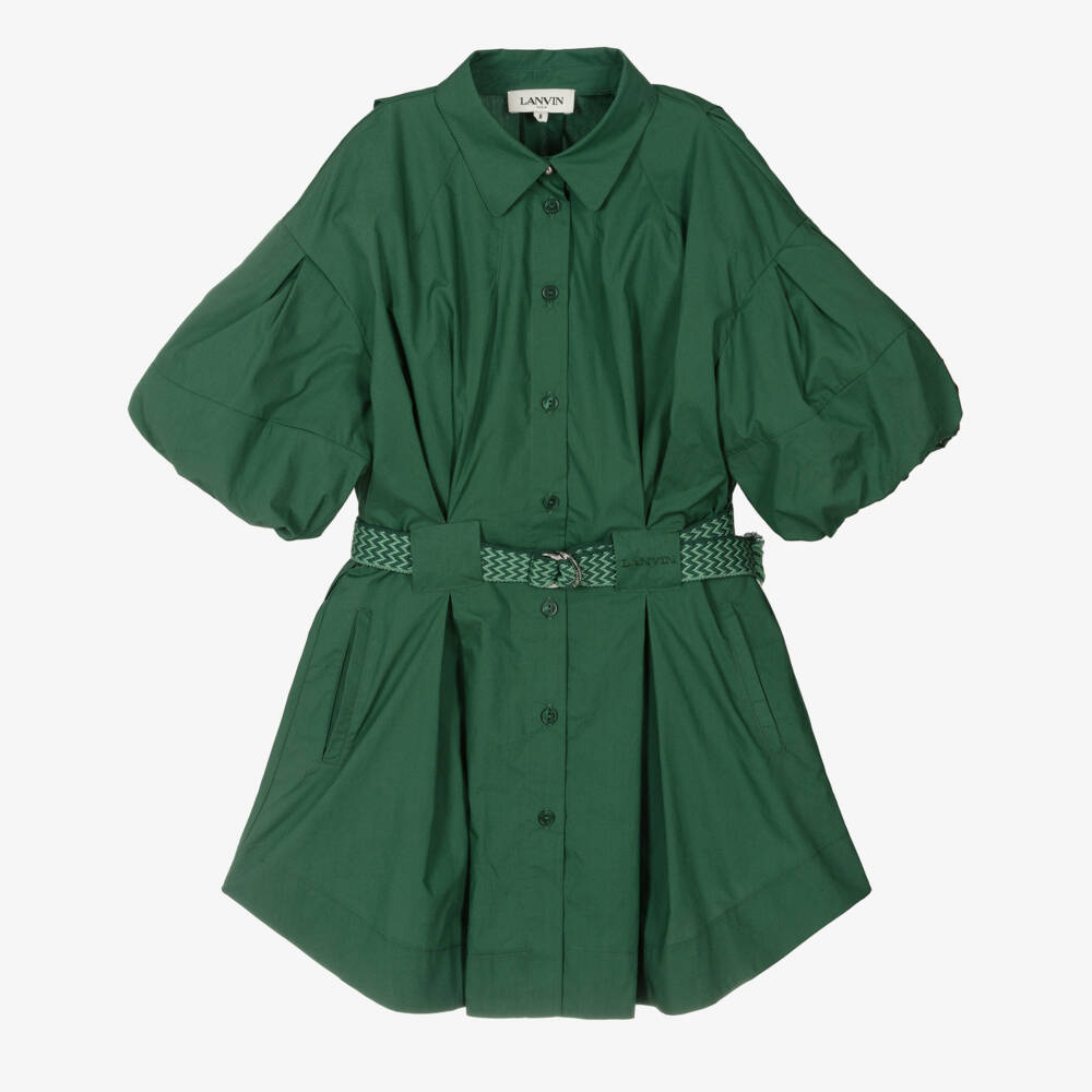 Lanvin-فستان بوبلين أخضر أنيق للبنات | Childrensalon Outlet