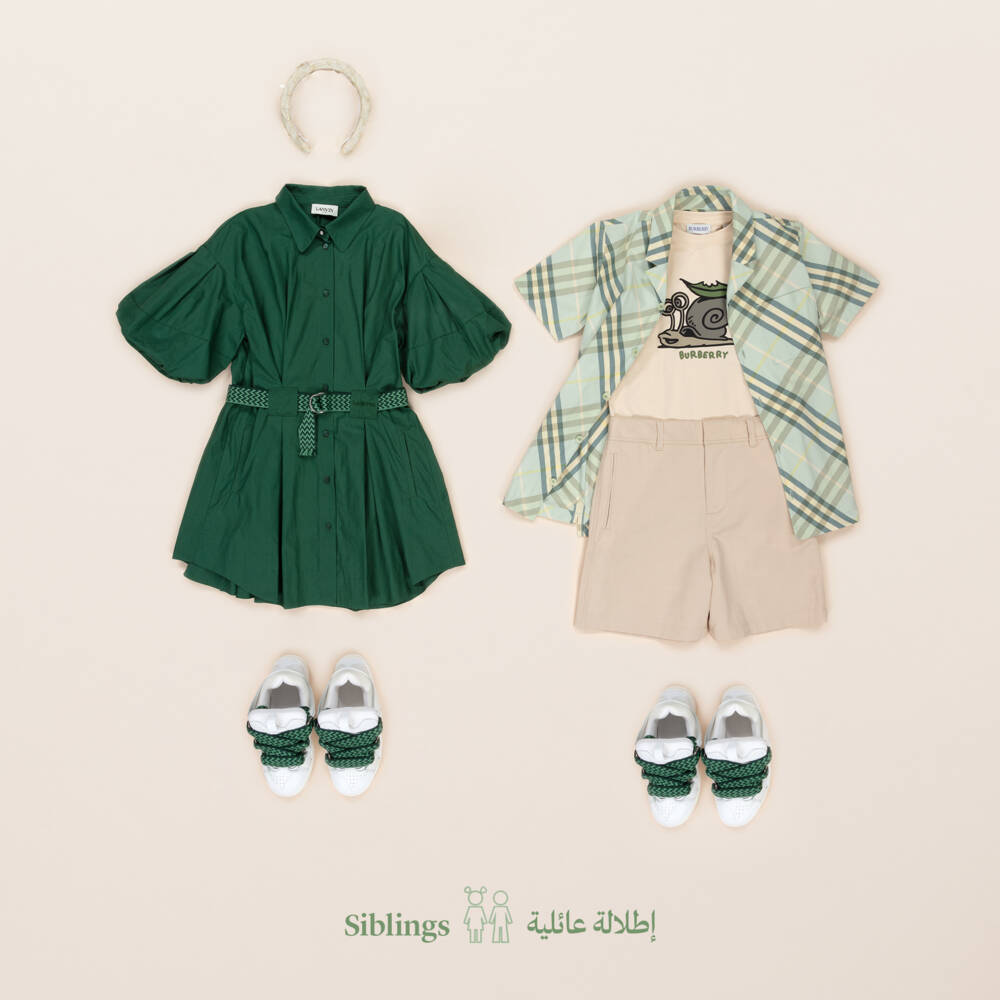 Lanvin-Girls Elegant Green Poplin Dress | Childrensalon Outlet