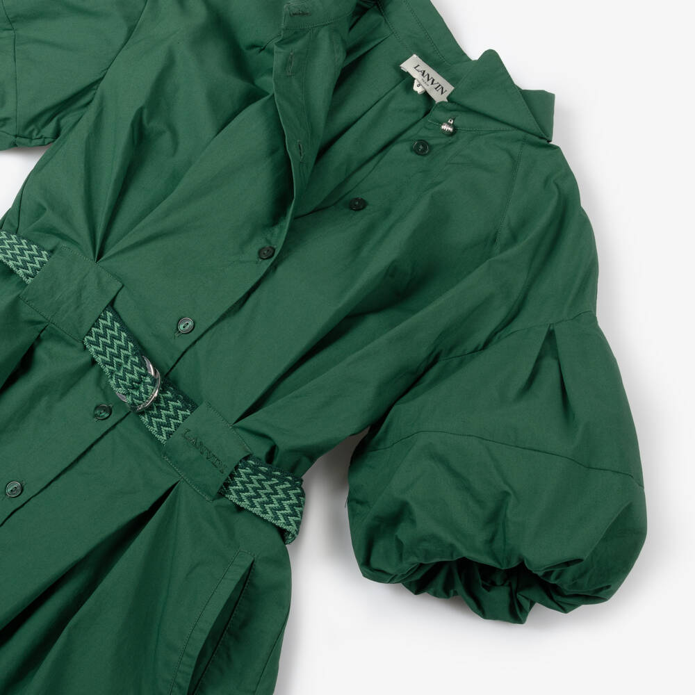 Lanvin-Girls Elegant Green Poplin Dress | Childrensalon Outlet
