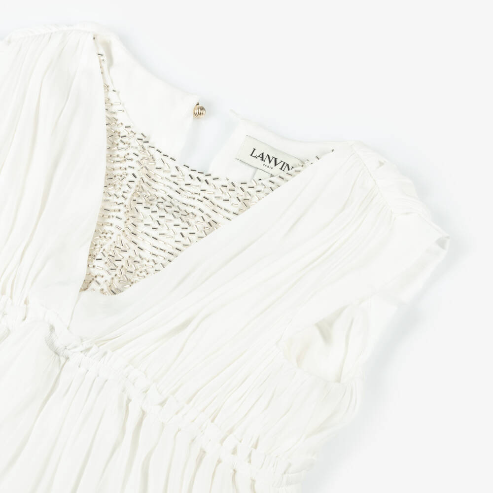 Lanvin-Girls Elegant Ivory Satin Frock | Childrensalon Outlet