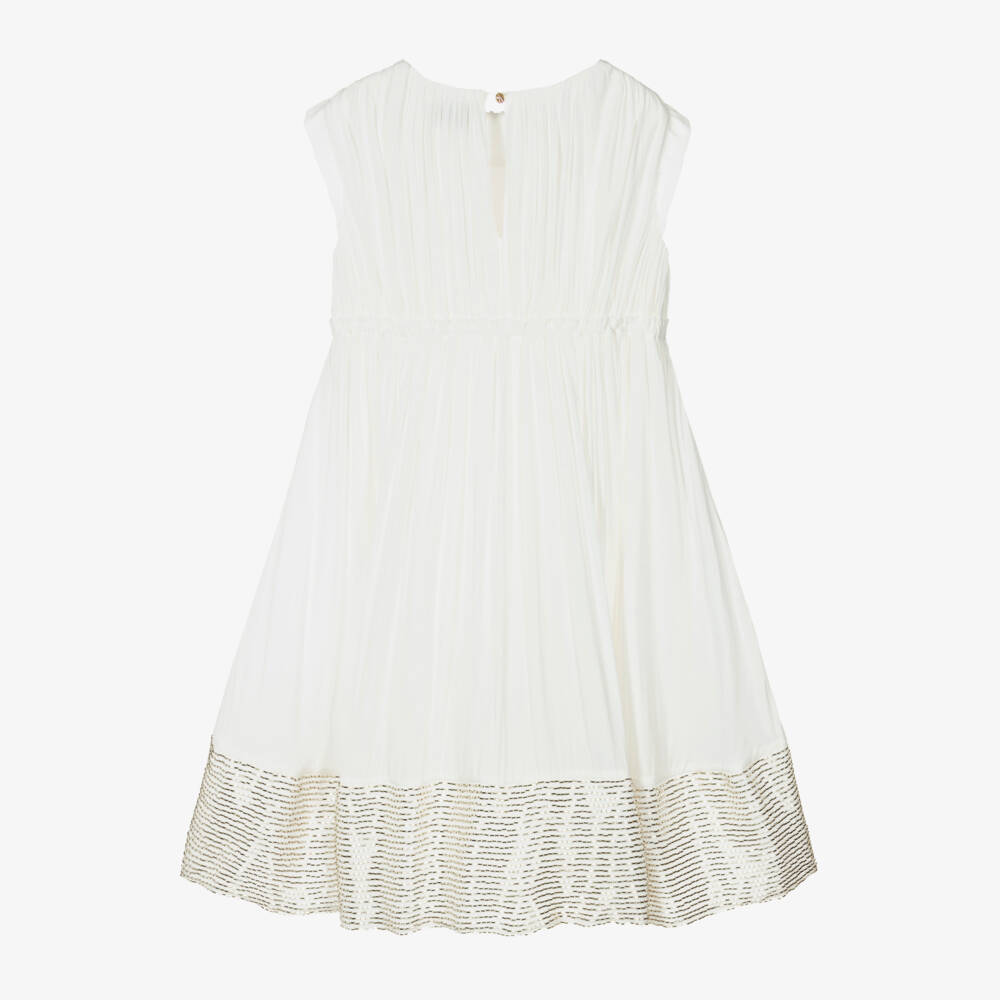 Lanvin-Girls Elegant Ivory Satin Frock | Childrensalon Outlet