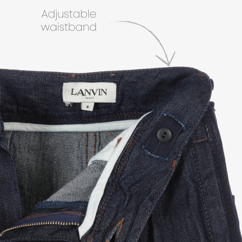 Lanvin-شورت جينز أزرق بحواف ممزقة للبنات | Childrensalon Outlet