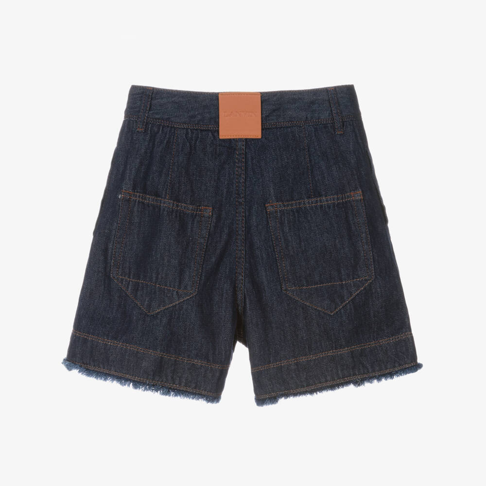 Lanvin-شورت جينز أزرق بحواف ممزقة للبنات | Childrensalon Outlet
