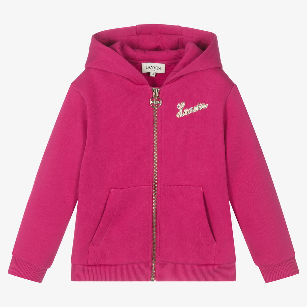 Lanvin - Girls Fuchsia Pink Zip-Up Top | Childrensalon