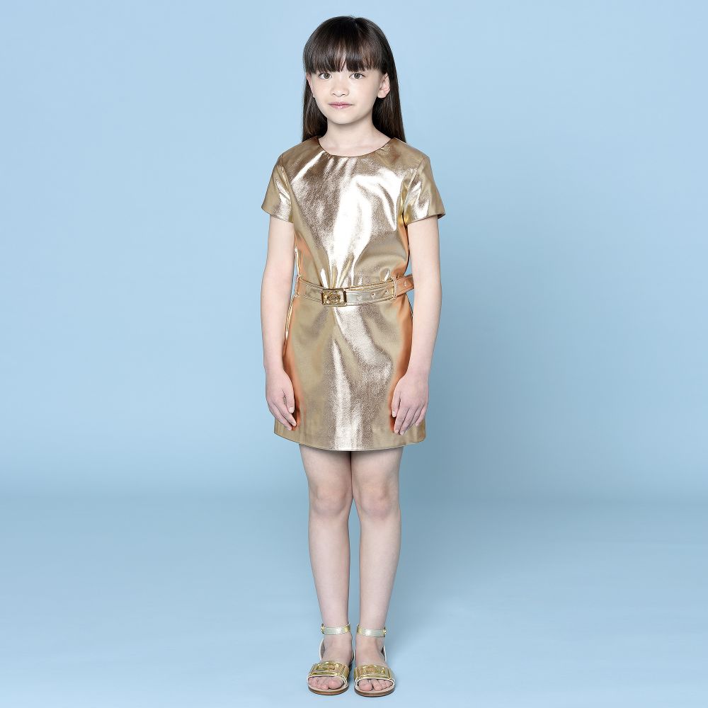 Lanvin Robe doree simili cuir Fille