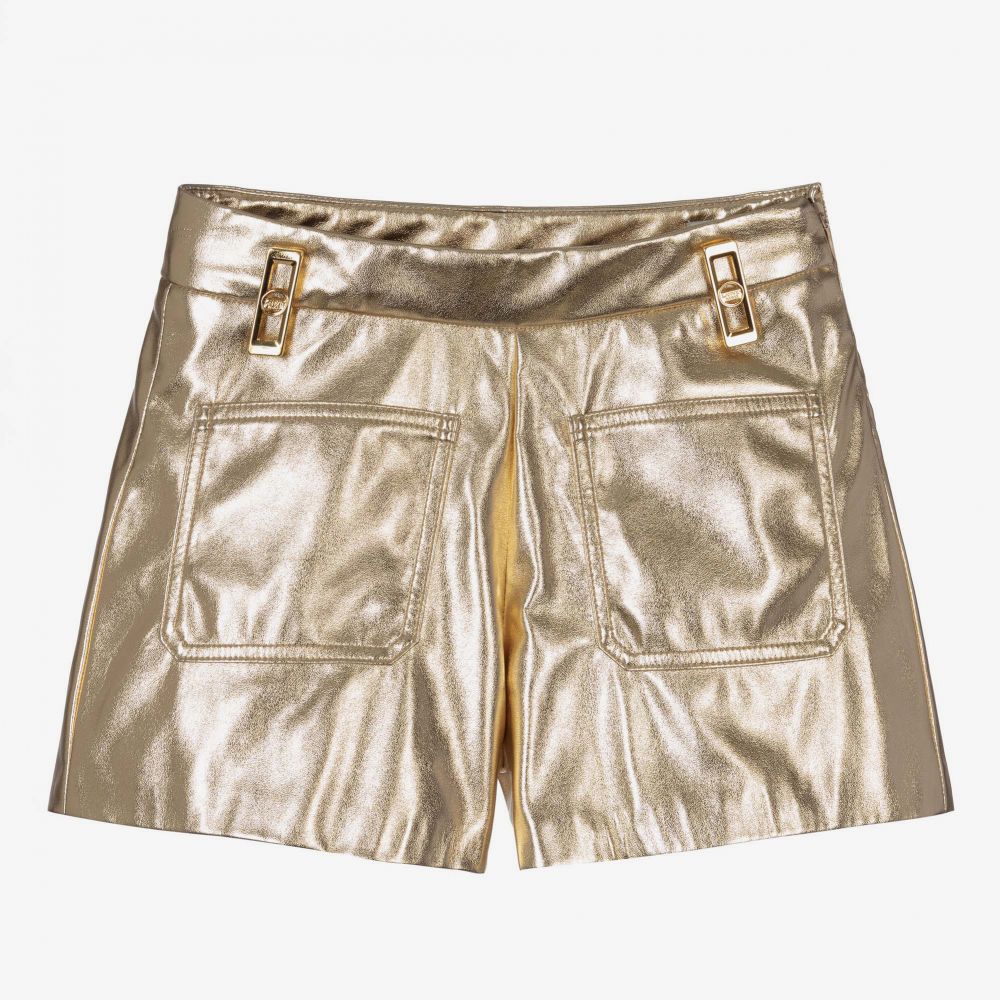 Lanvin - Short doré simili cuir Fille  | Childrensalon