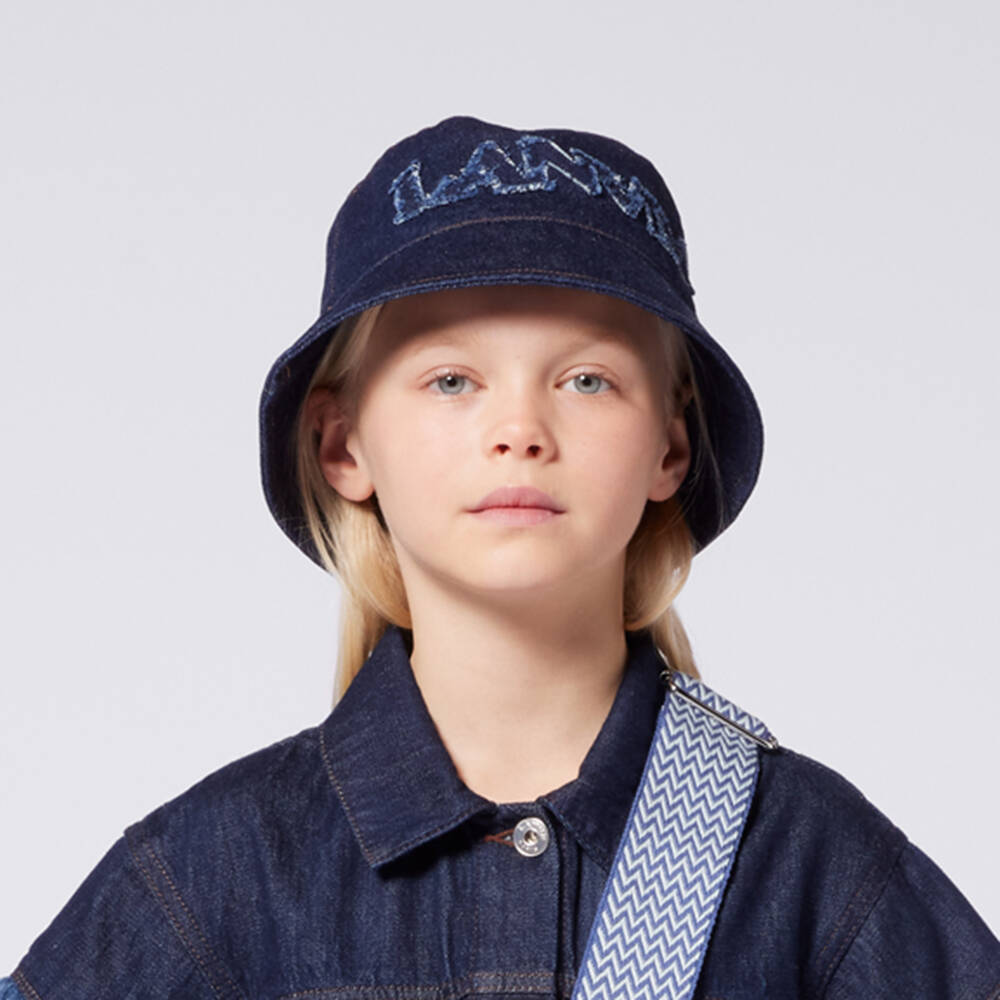 Lanvin-Girls Indigo Denim Sun Hat | Childrensalon Outlet