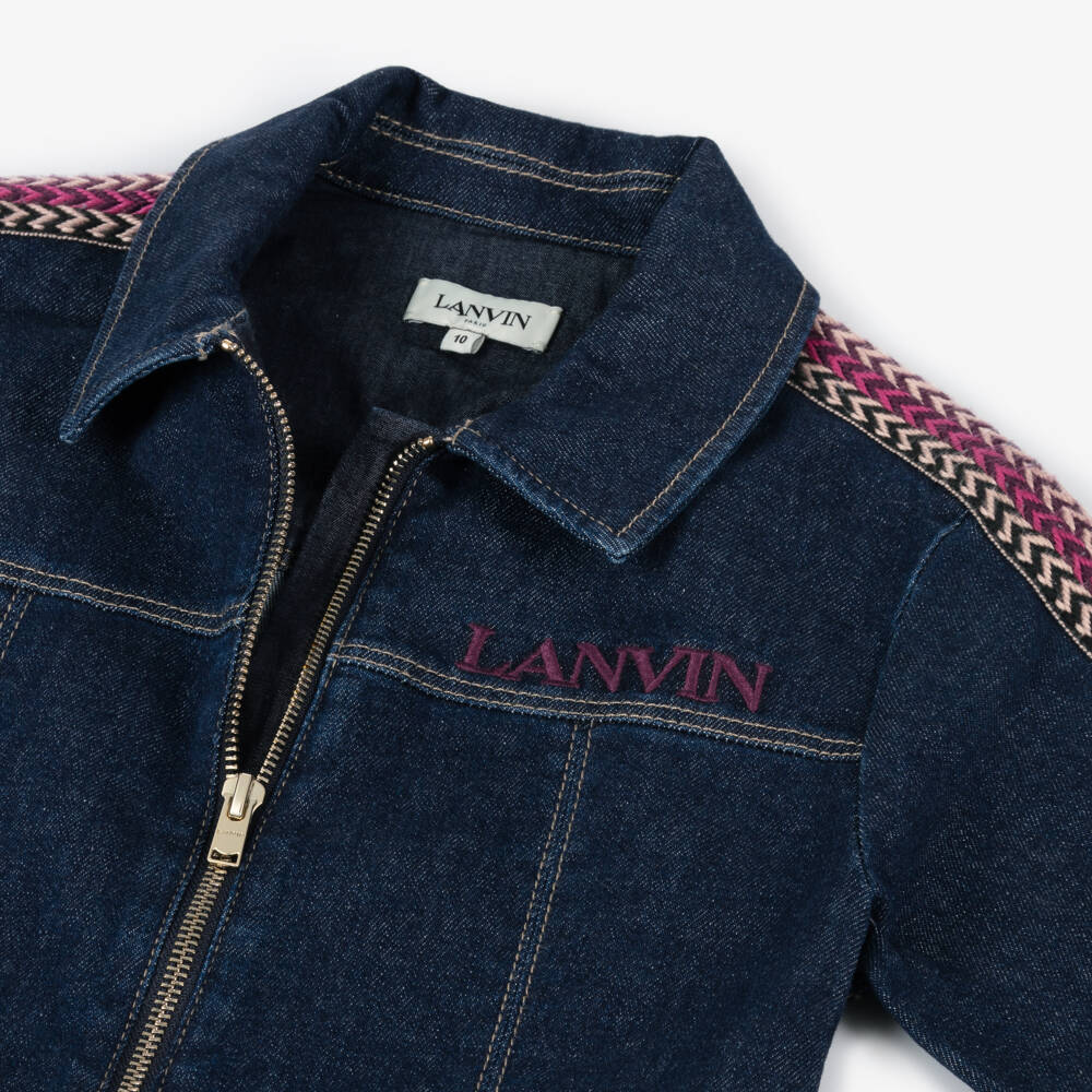 Lanvin-Girls Indigo Denim Zip Dress | Childrensalon Outlet