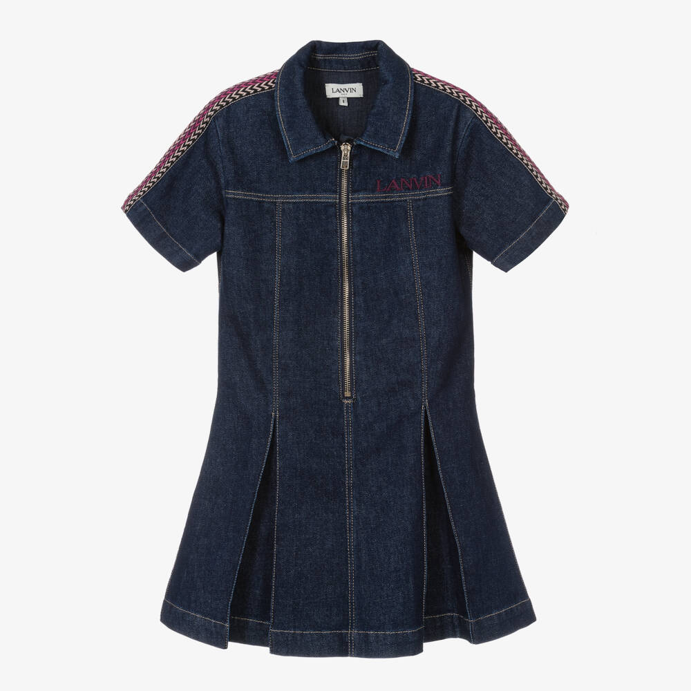 Lanvin-Girls Indigo Denim Zip Dress | Childrensalon Outlet