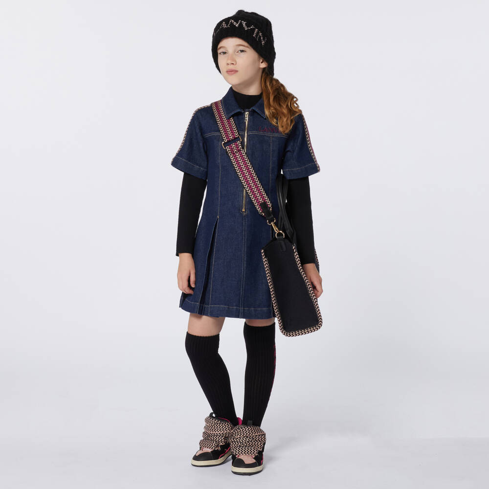 Lanvin-Girls Indigo Denim Zip Dress | Childrensalon Outlet