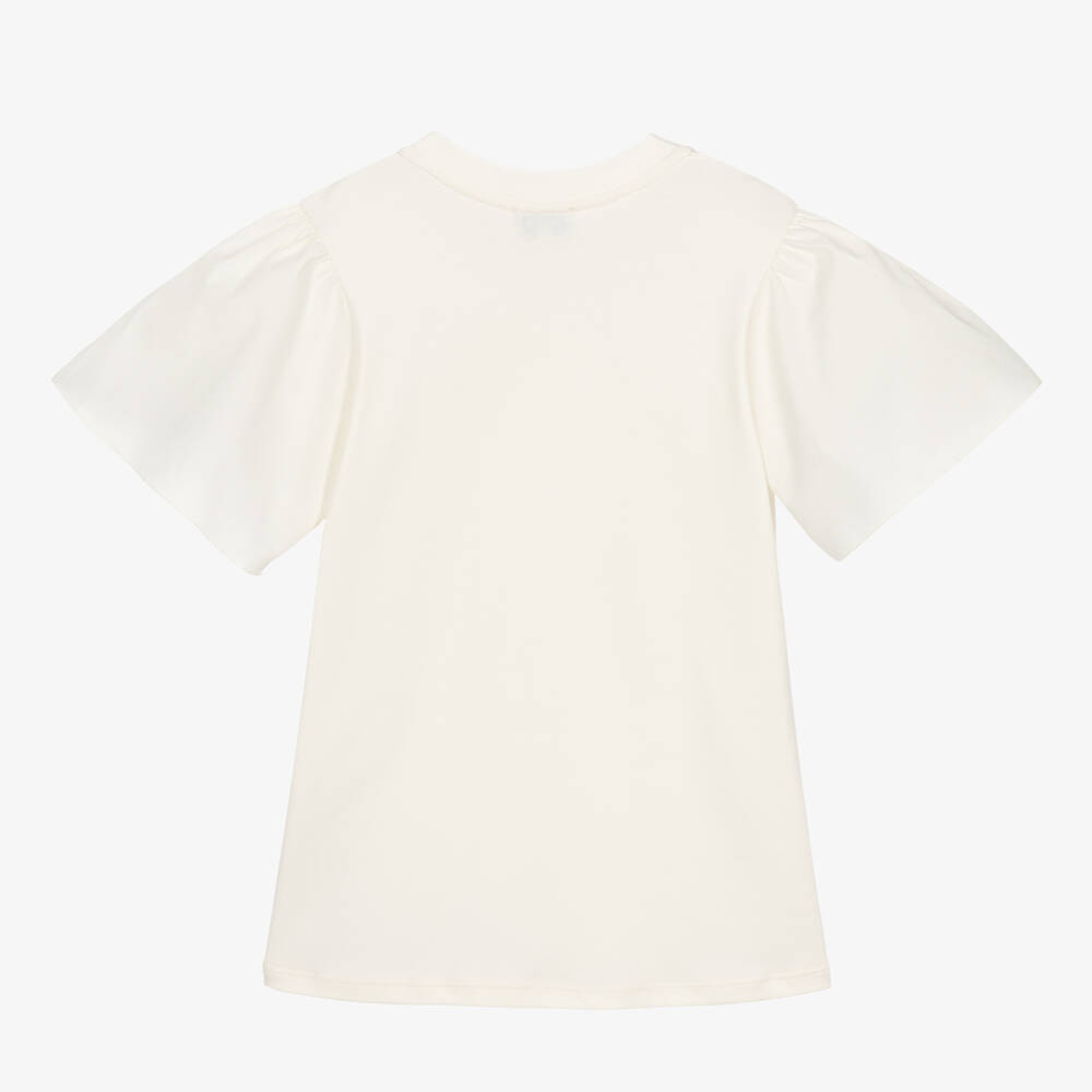 Lanvin-Girls Ivory Organic Cotton Rhinestone Dress | Childrensalon Outlet
