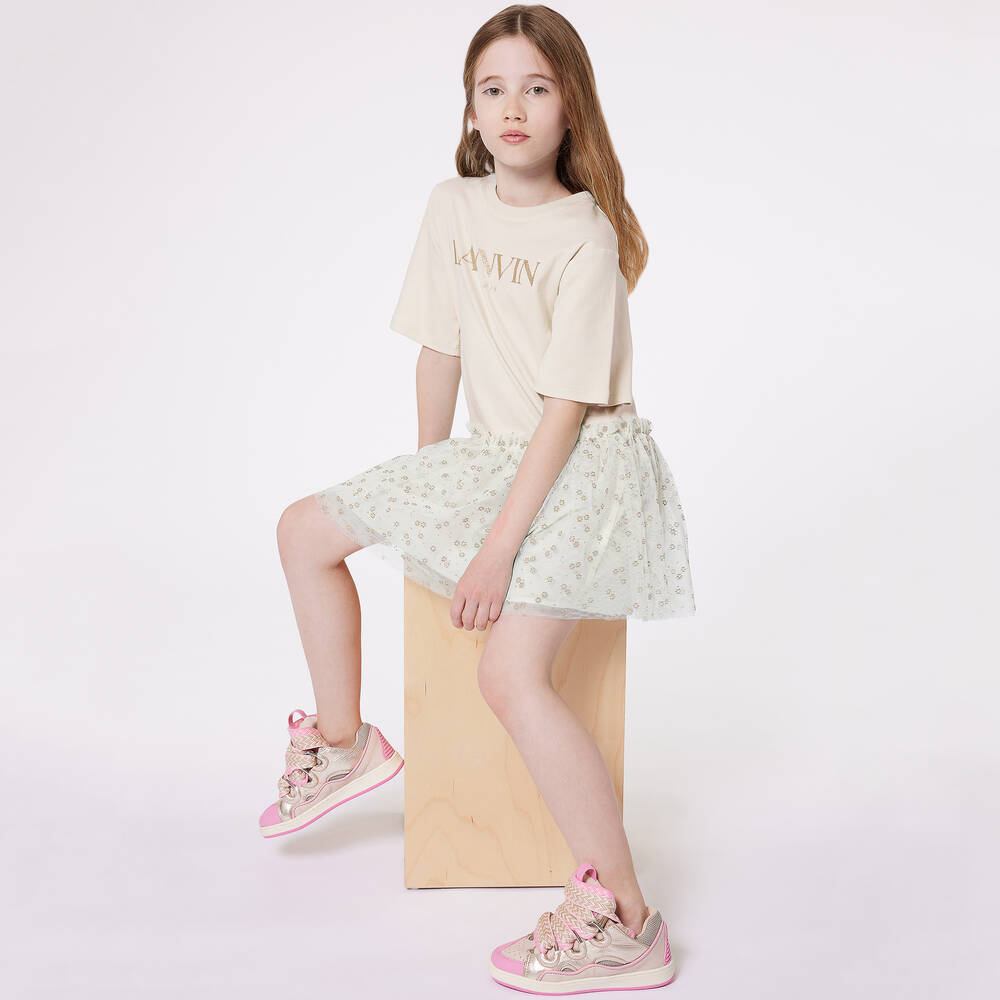 Lanvin-Girls Ivory Organic Cotton T-Shirt | Childrensalon Outlet