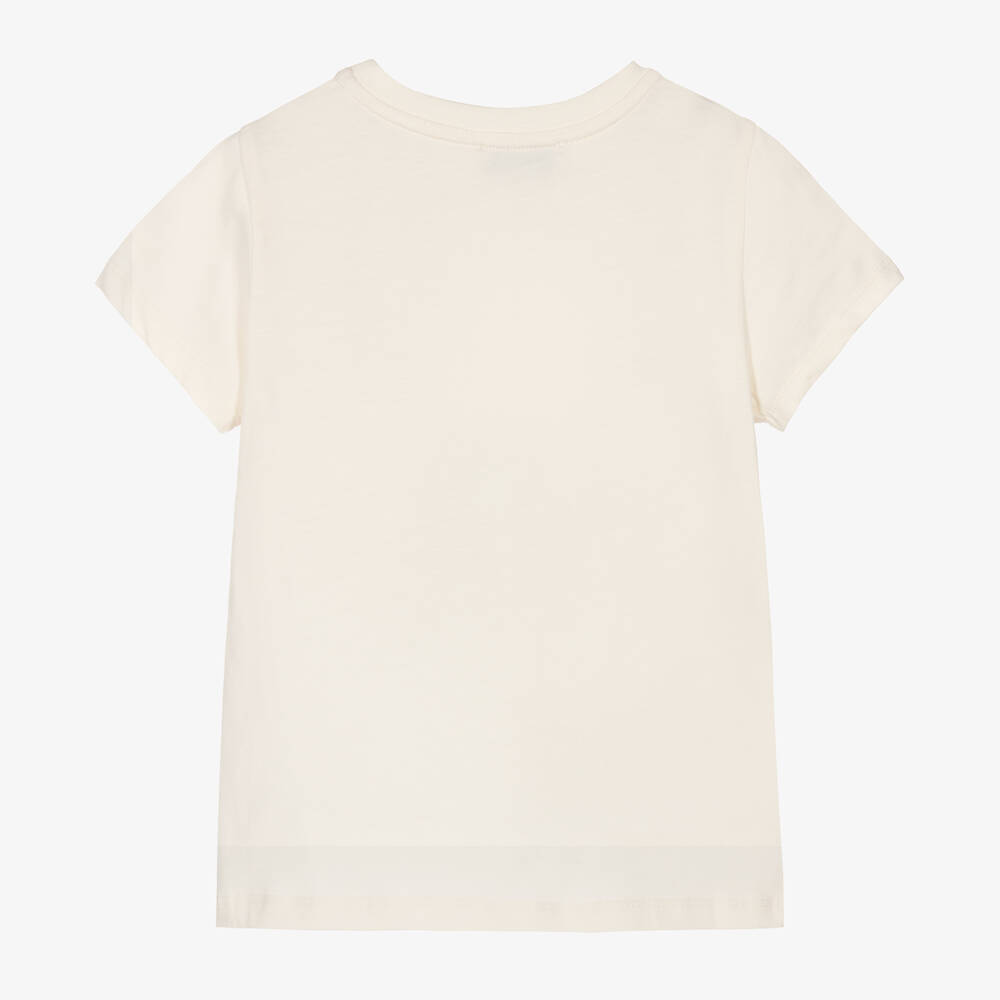 Lanvin-Girls Ivory Organic Cotton T-Shirt | Childrensalon Outlet