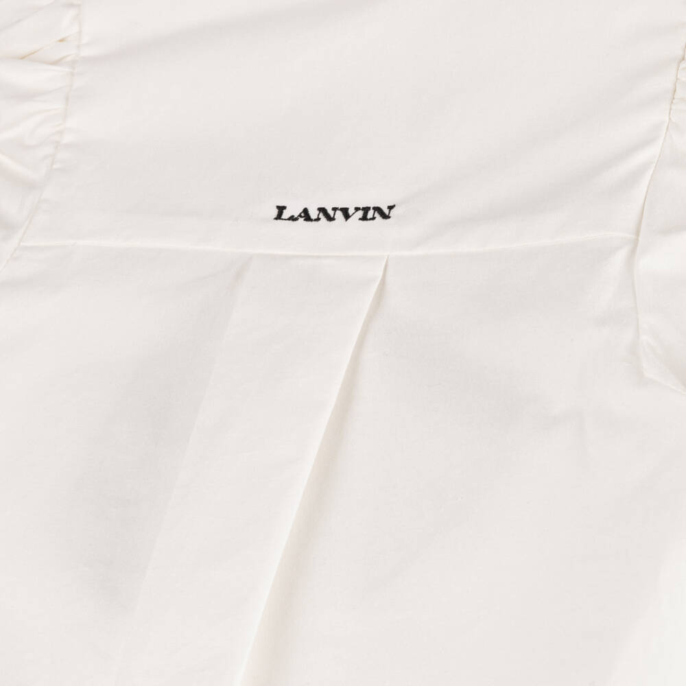 Lanvin-Girls Ivory Sequin Bow Top | Childrensalon Outlet