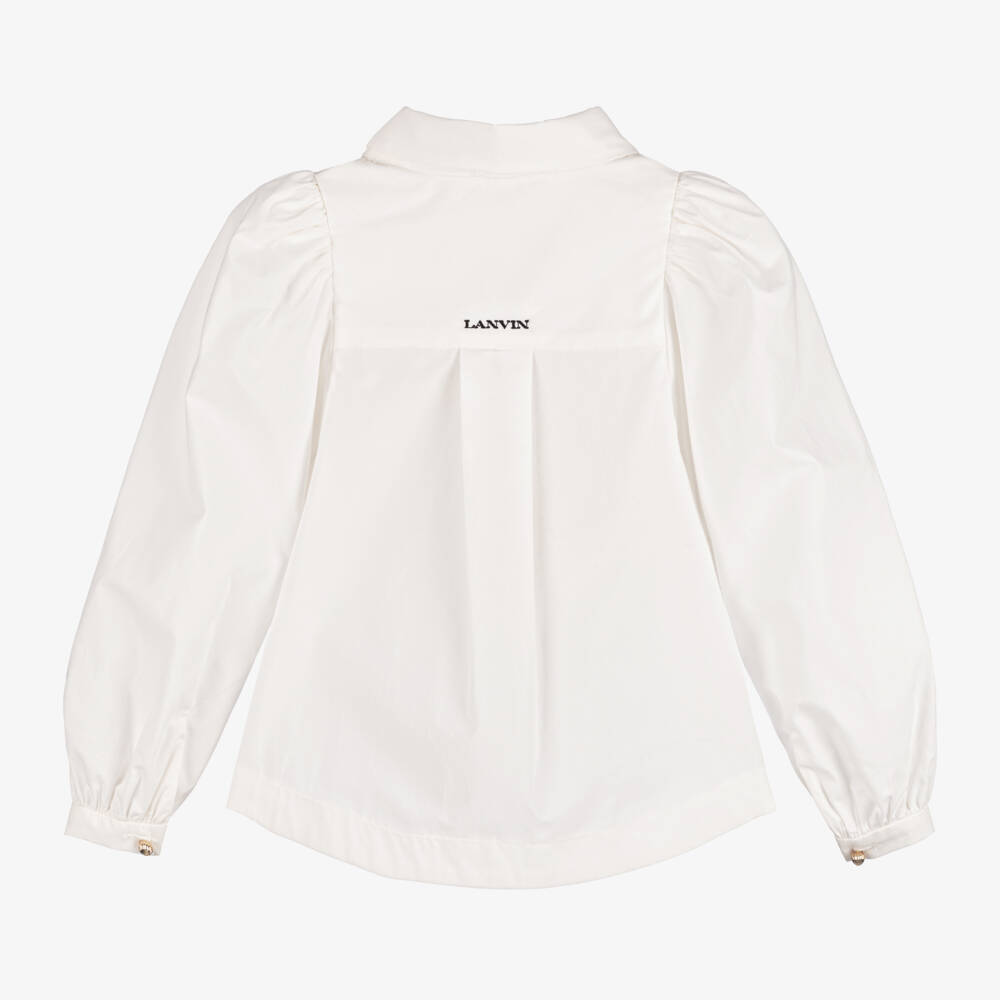 Lanvin-Girls Ivory Sequin Bow Top | Childrensalon Outlet