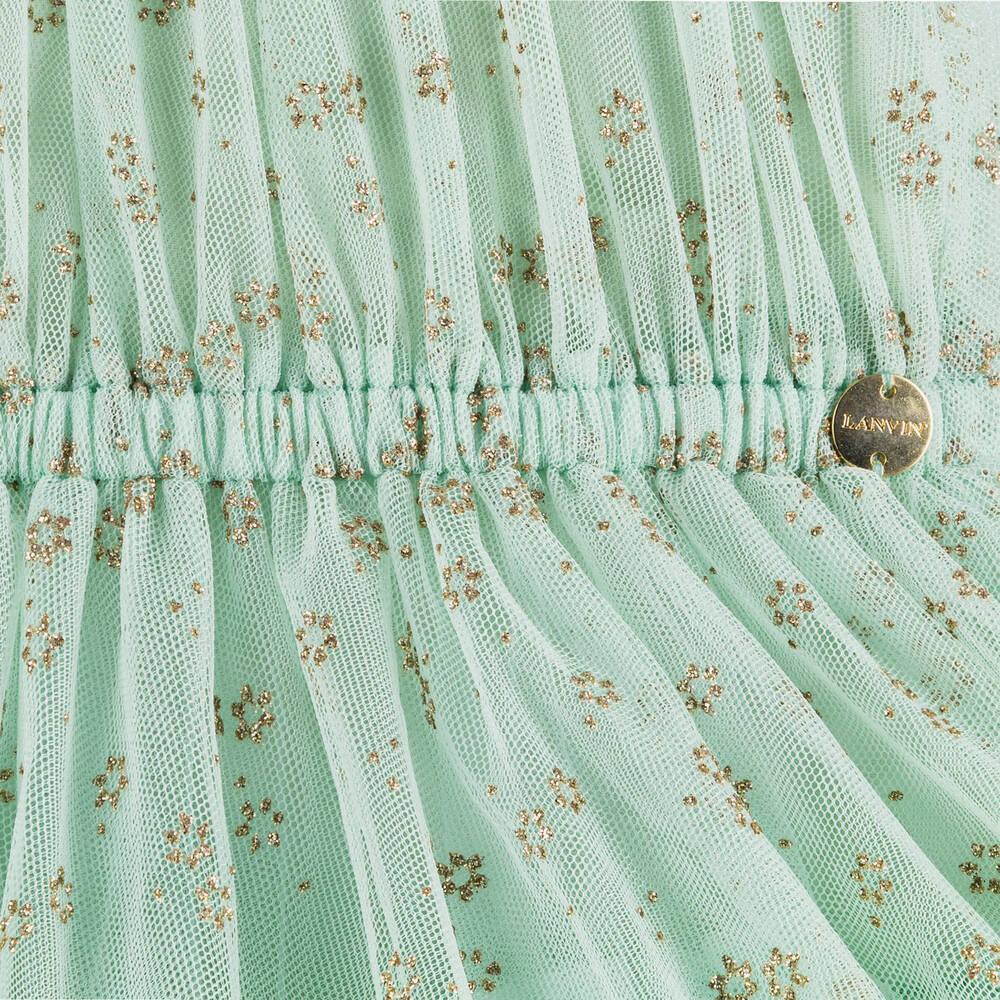 Lanvin-Girls Mint Green Glitter Tulle Dress | Childrensalon Outlet