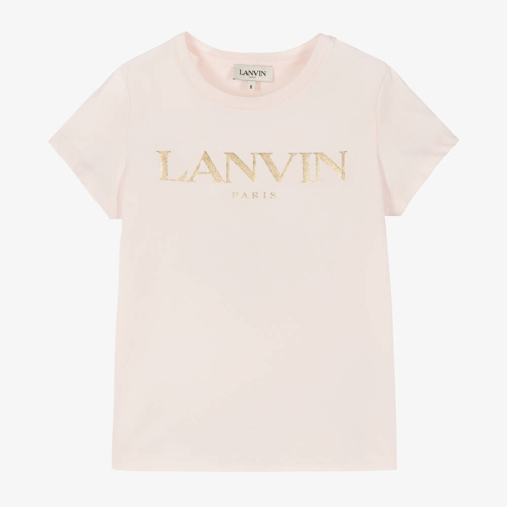 Lanvin-Girls Pale Pink Organic Cotton T-Shirt | Childrensalon Outlet