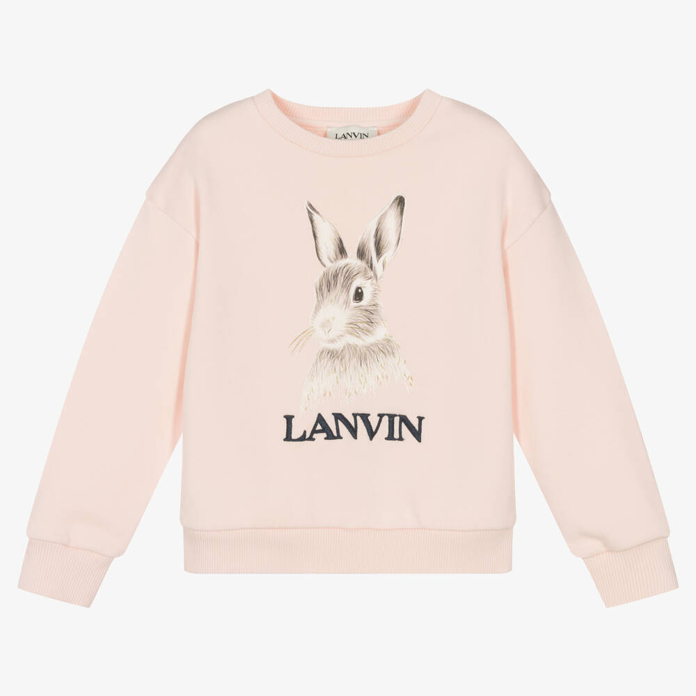 Lanvin - Pull rose en coton lapin fille  | Childrensalon