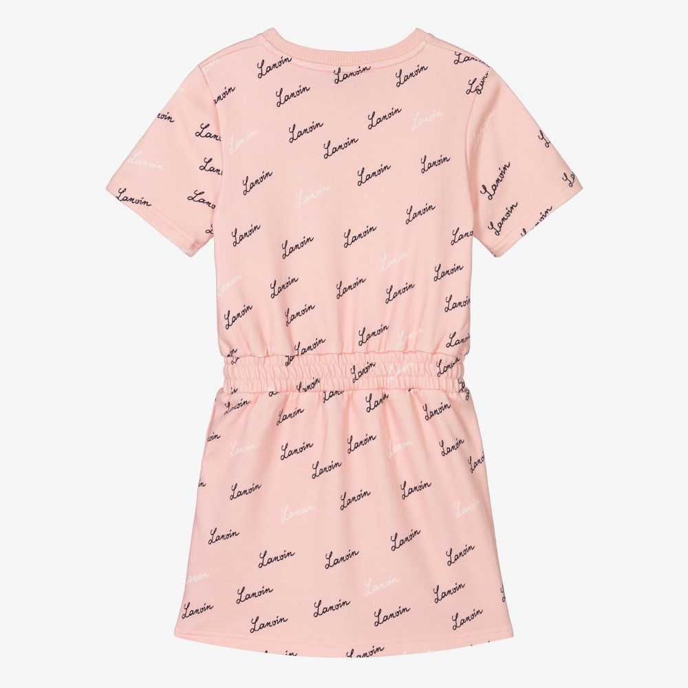 Lanvin-Girls Pink Cotton Logo Dress | Childrensalon Outlet