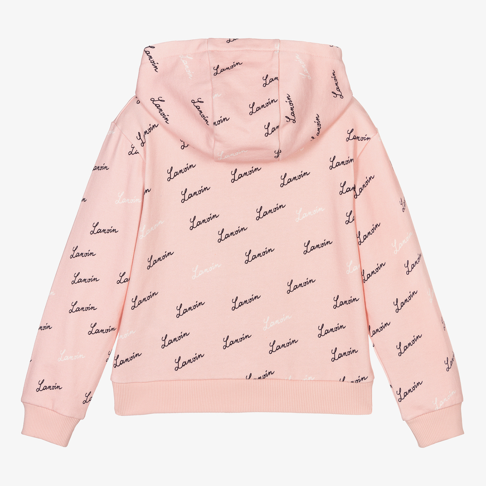 Lanvin-Girls Pink Logo Zip-Up Top | Childrensalon Outlet