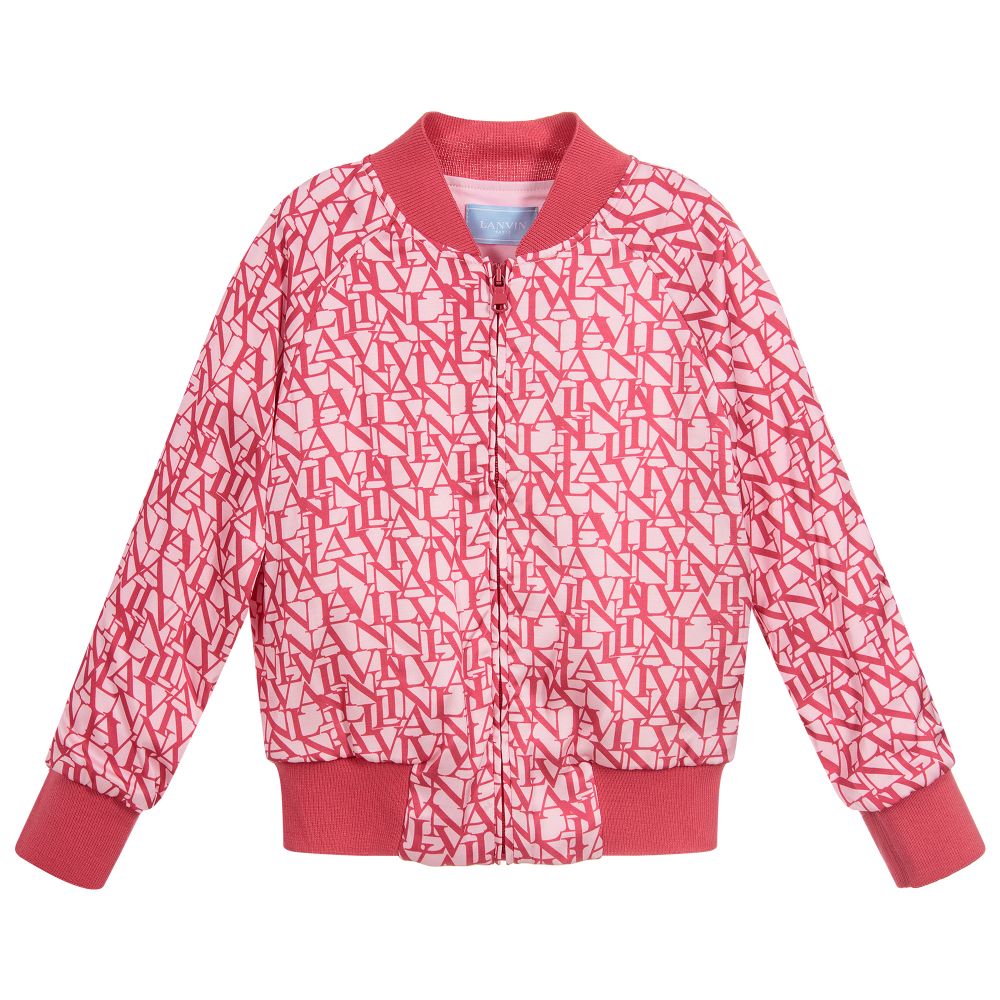 Lanvin - Girls Pink Satin Zip-Up Jacket | Childrensalon