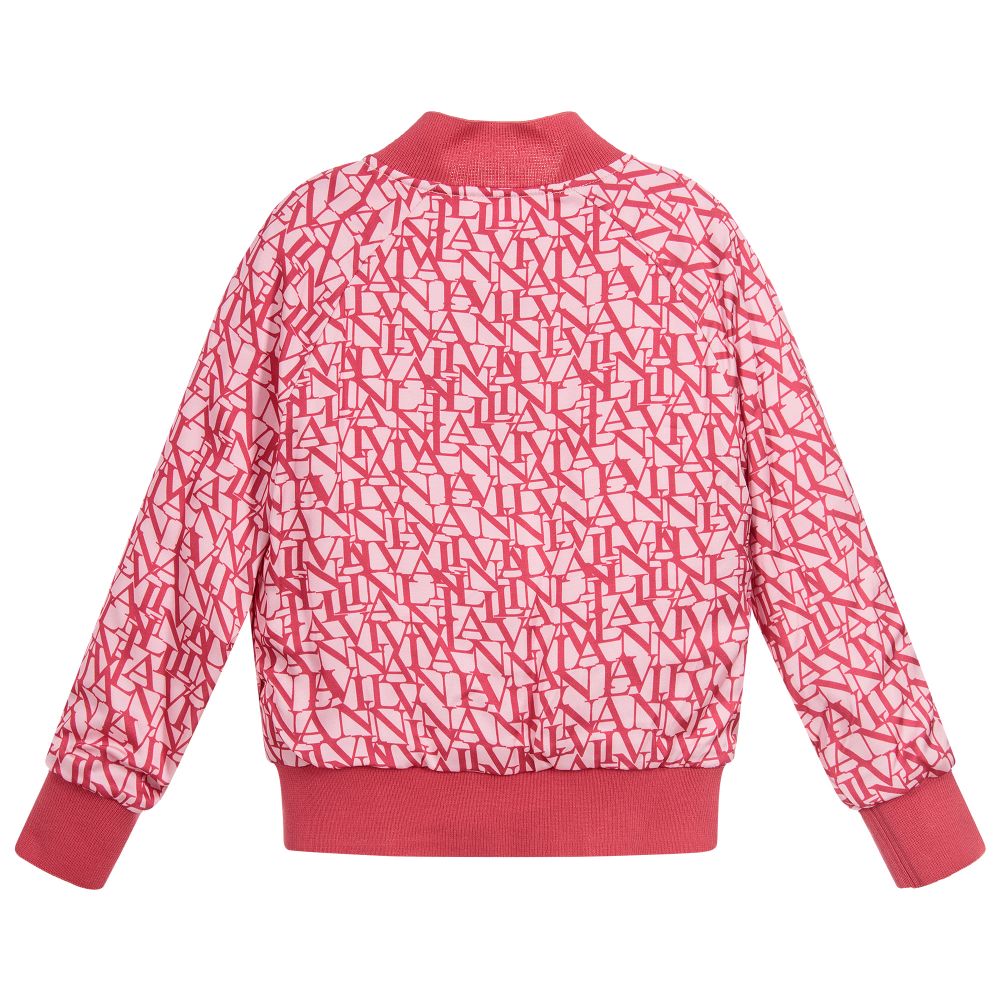 Lanvin-Girls Pink Satin Zip-Up Jacket | Childrensalon Outlet
