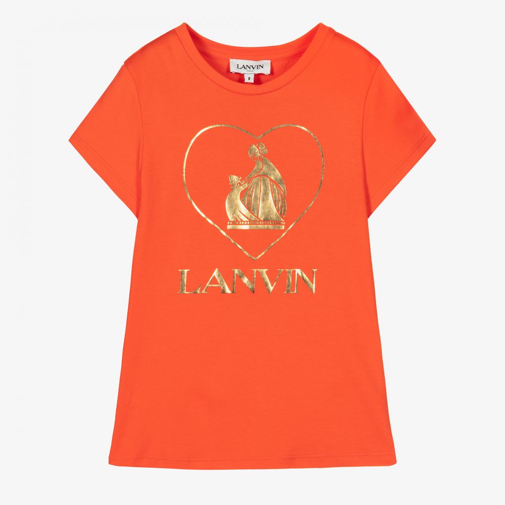 Lanvin - Girls Red Cotton Logo T-Shirt | Childrensalon