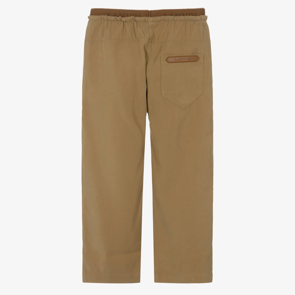 Lanvin-Girls Tan Brown Double-Waisted Trousers | Childrensalon Outlet