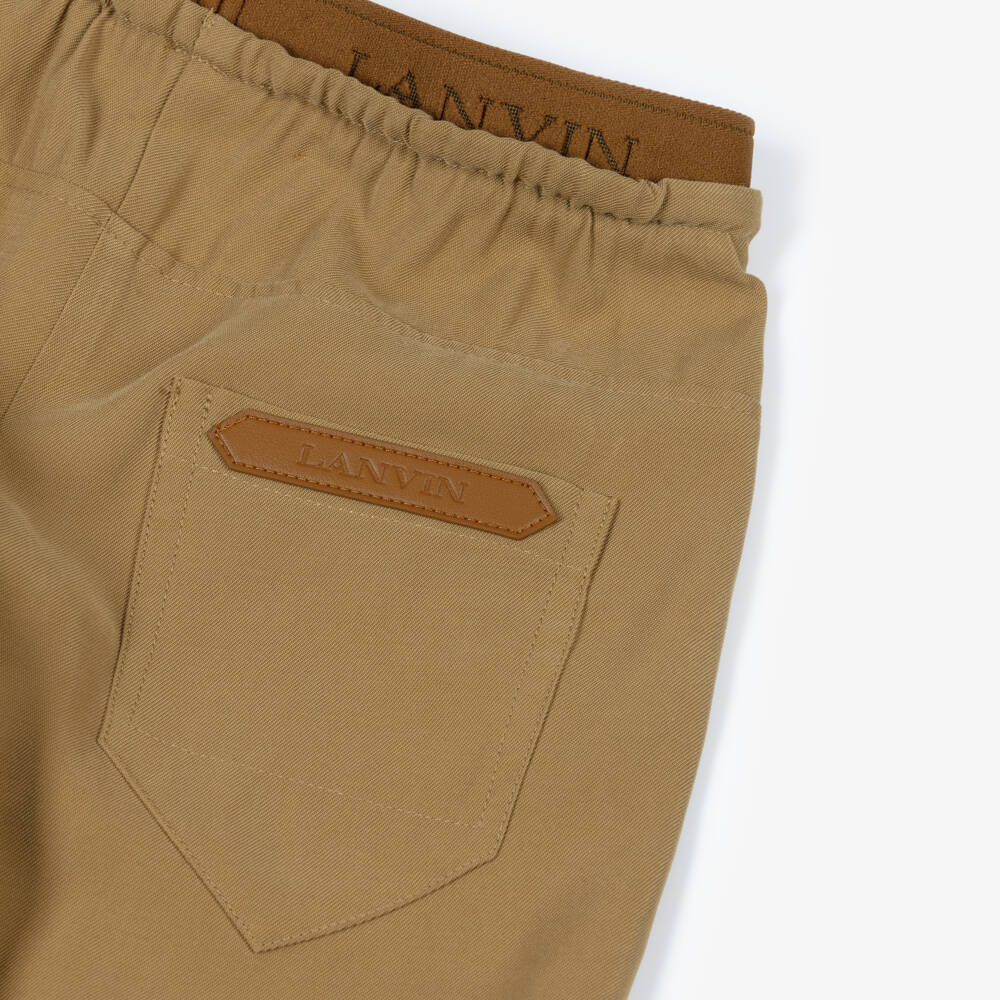 Lanvin-Girls Tan Brown Double-Waisted Trousers | Childrensalon Outlet