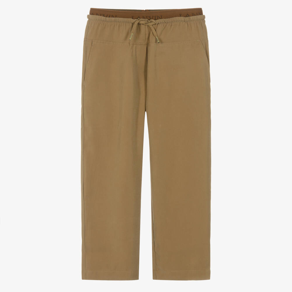 Lanvin-Girls Tan Brown Double-Waisted Trousers | Childrensalon Outlet