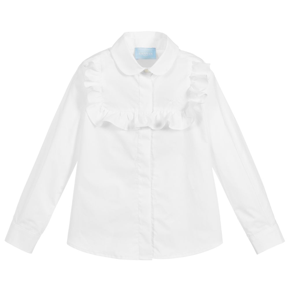 Lanvin - Girls White Cotton Blouse | Childrensalon