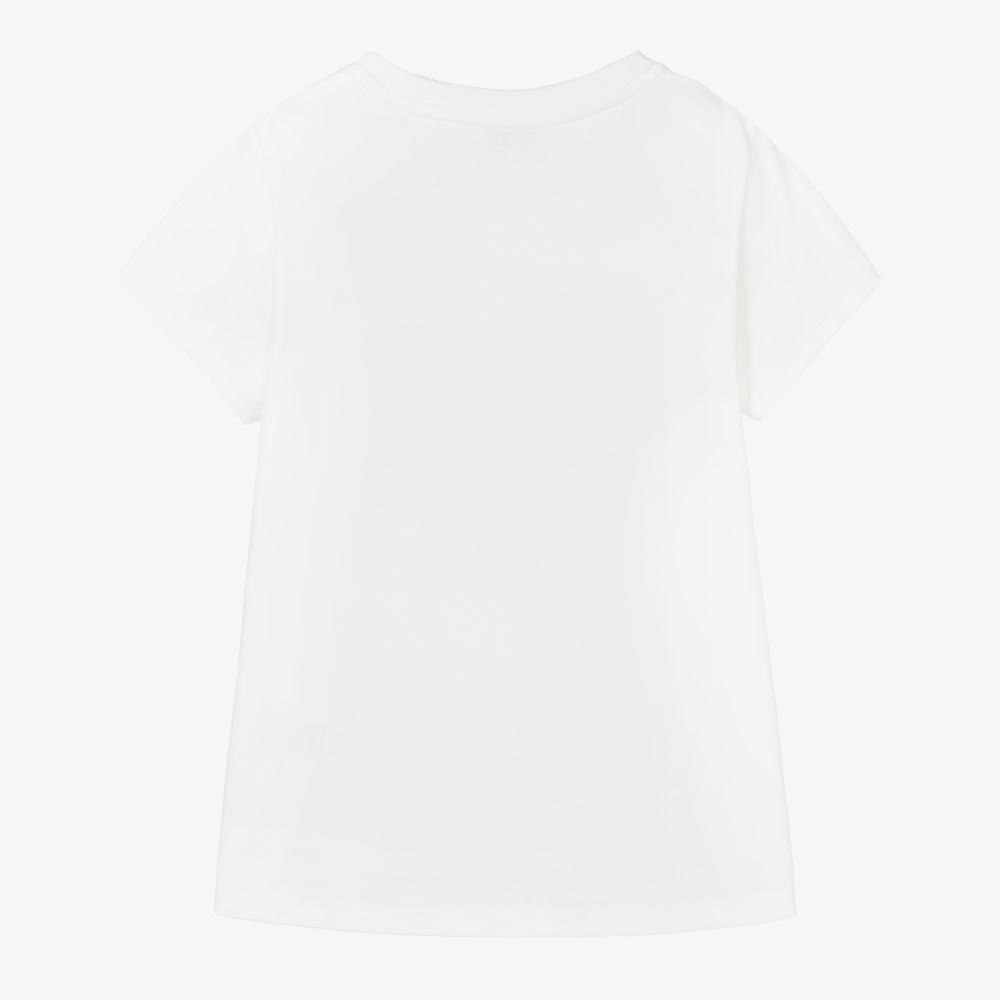 Lanvin-Girls White Cotton Logo T-Shirt | Childrensalon Outlet