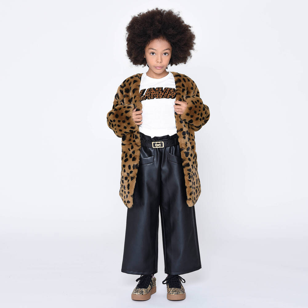 Lanvin-Girls White Leopard T-Shirt | Childrensalon Outlet