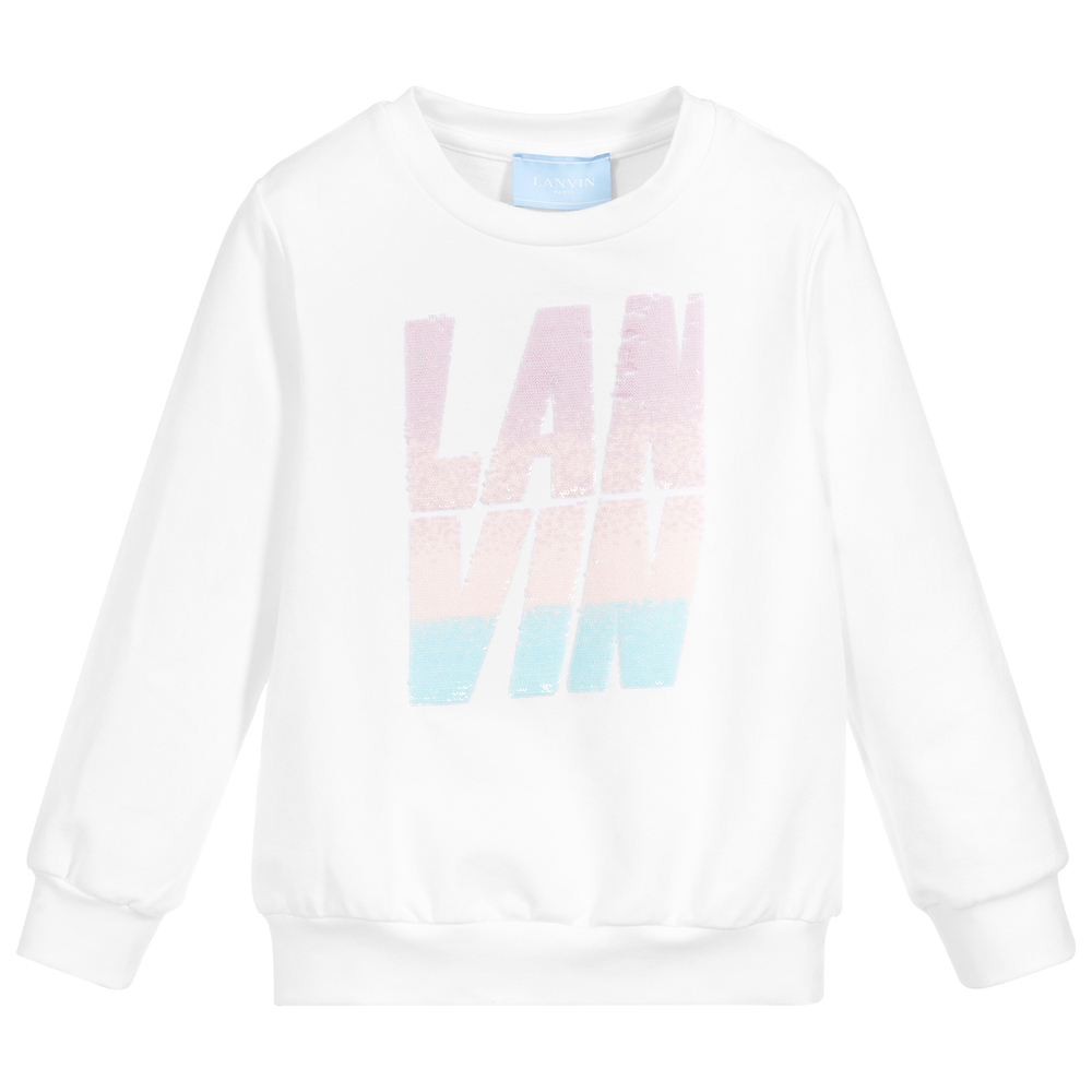 Lanvin - Girls White Logo Sweatshirt | Childrensalon