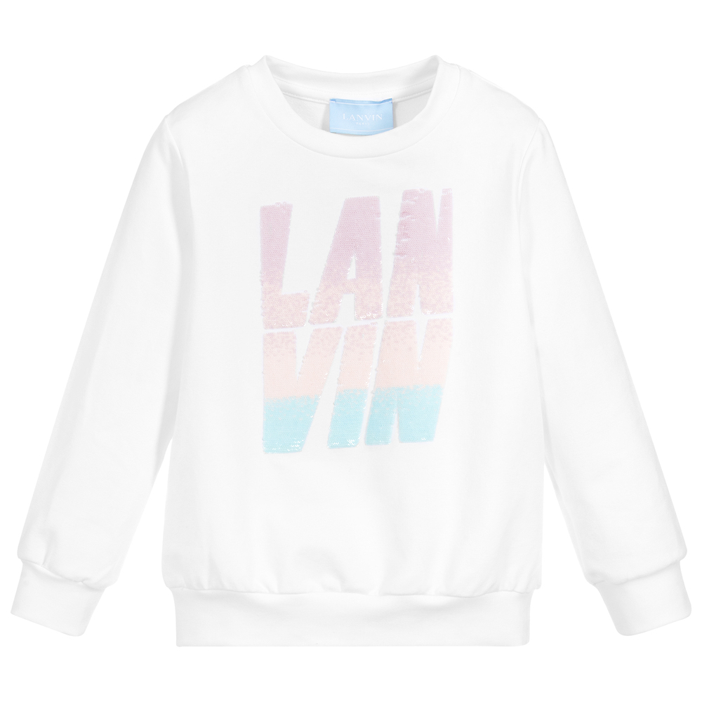 Lanvin-Girls White Logo Sweatshirt | Childrensalon Outlet