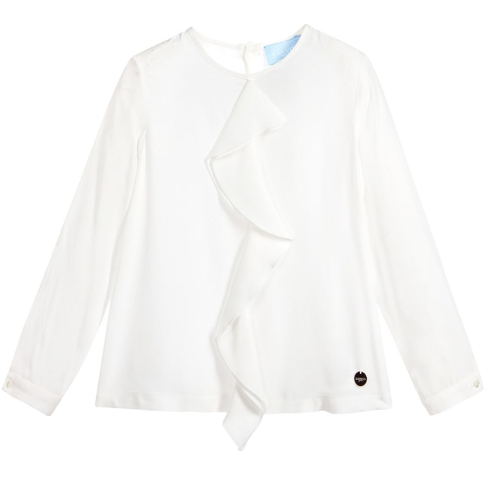 Girls White Ruffle Blouse
