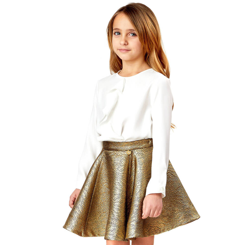 Lanvin Girls White Ruffle Blouse