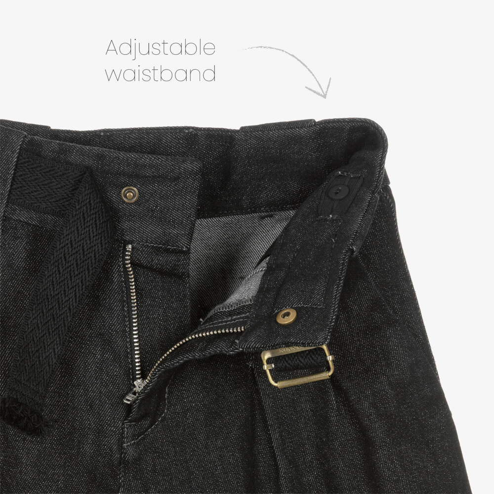 Lanvin-بنطلون جينز أسود واسع للبنات | Childrensalon Outlet