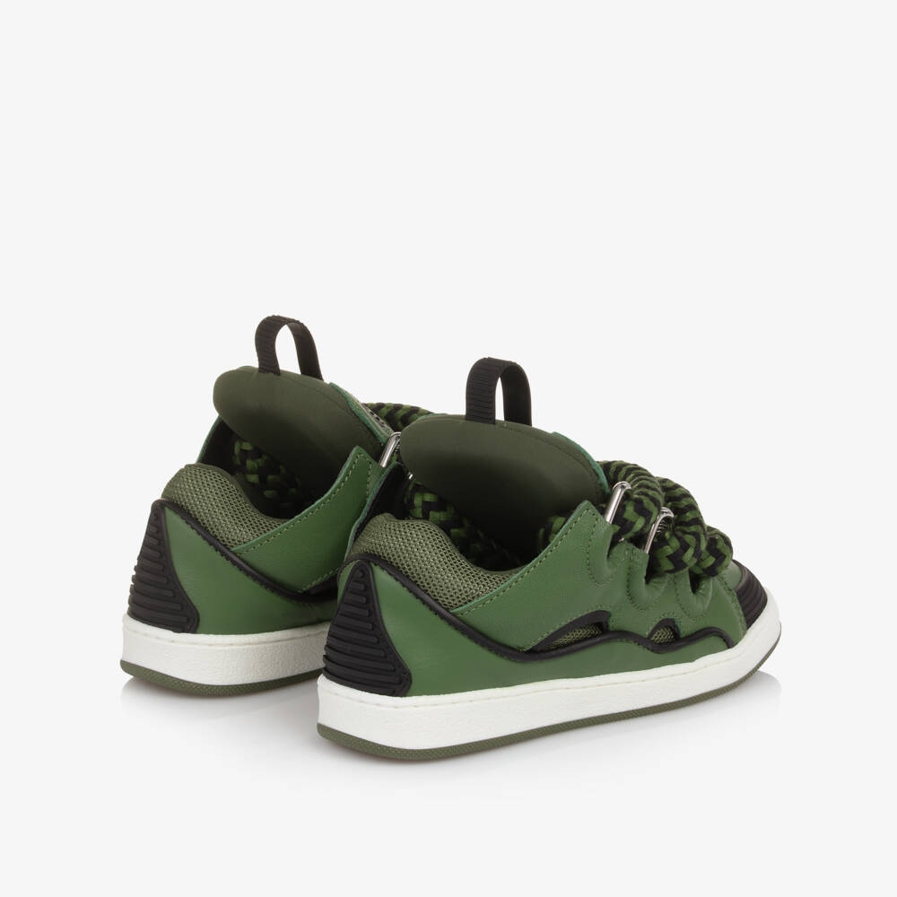 Lanvin-Green Curb Sneakers In Goat Leather And Textile. | Childrensalon Outlet