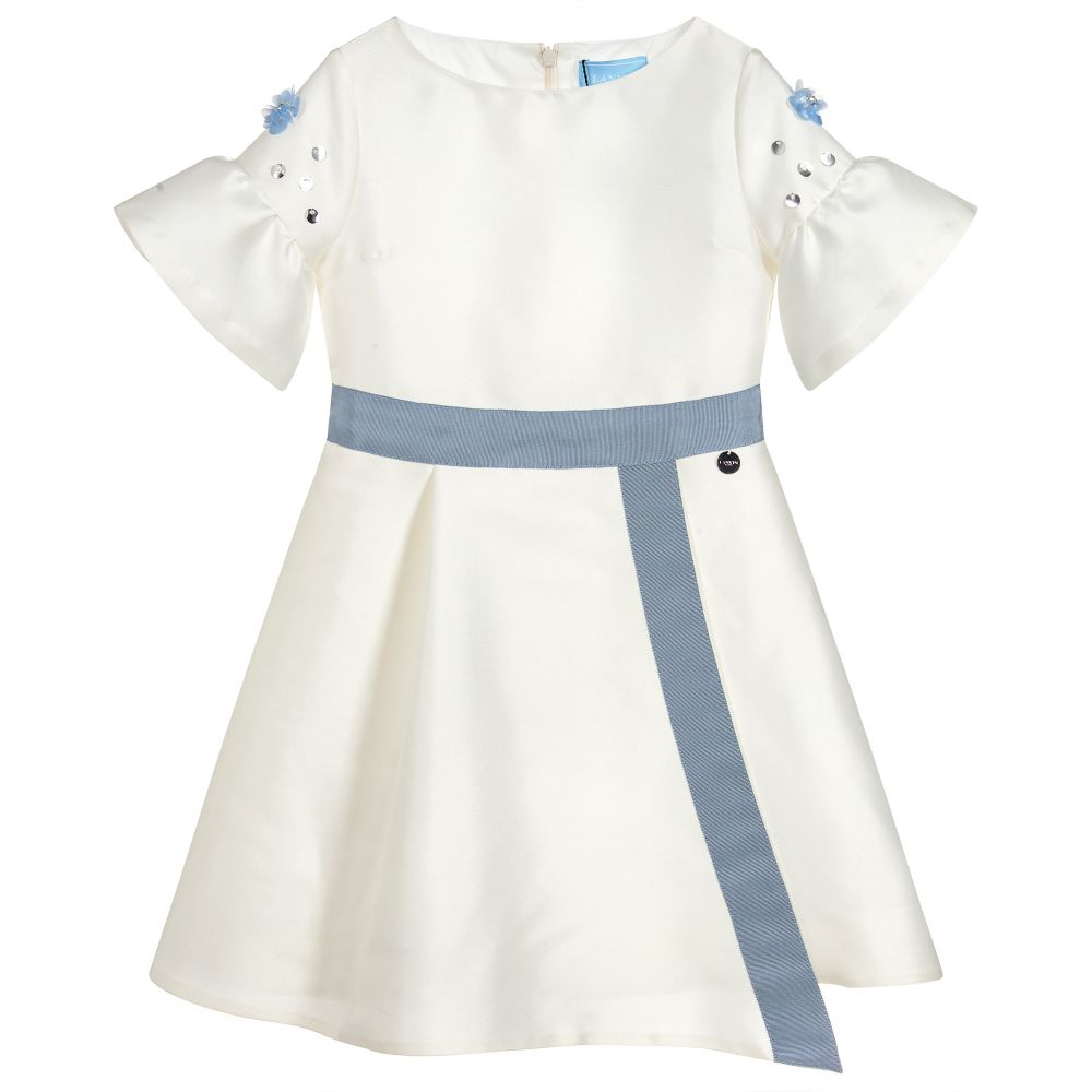 Lanvin - Ivory & Blue Satin Dress | Childrensalon